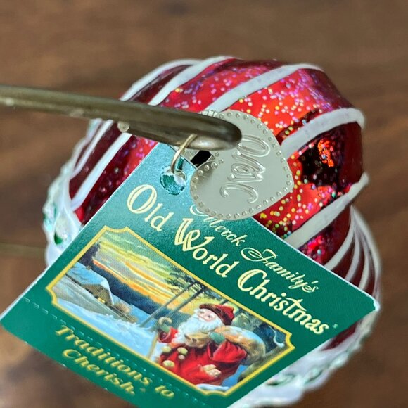 Old World Christmas Romantic Santa Head Blown Glass Ornament 2001 Hearts #40024 - Picture 8 of 10